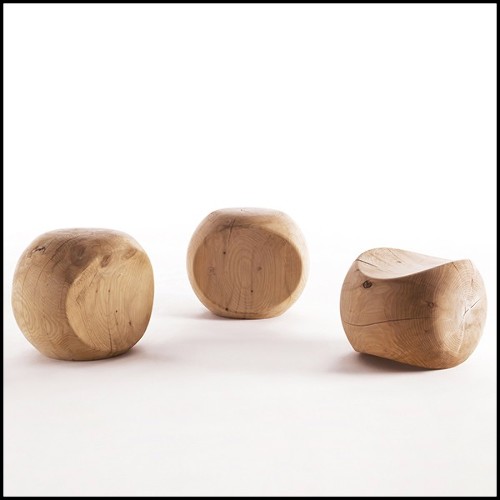 Stool in Solid Cedar 162-Cocoona Shape 3