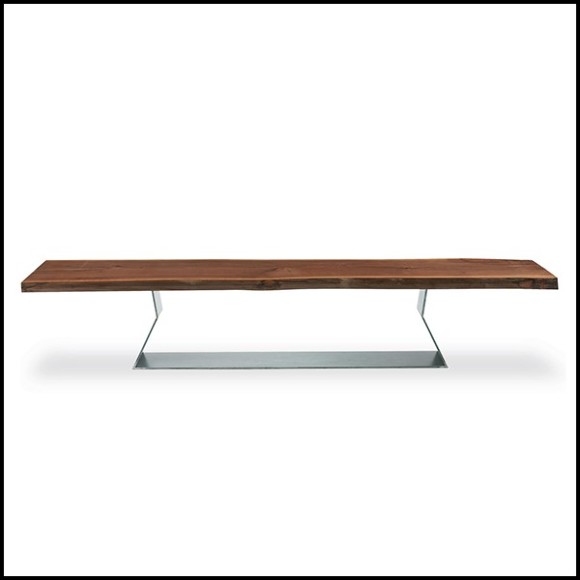 Bench in Solid Walnut Wood 154-Raw Wood Slat