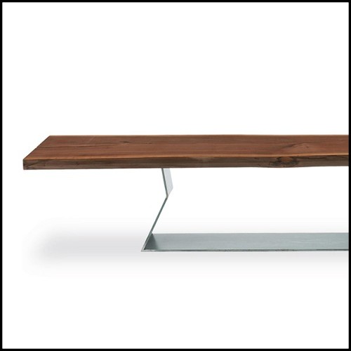 Bench in Solid Walnut Wood 154-Raw Wood Slat