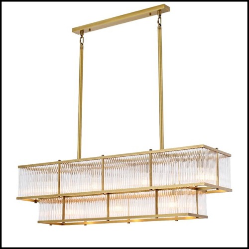 Chandelier in brass in antique finish and clear glass 24-Le Marais