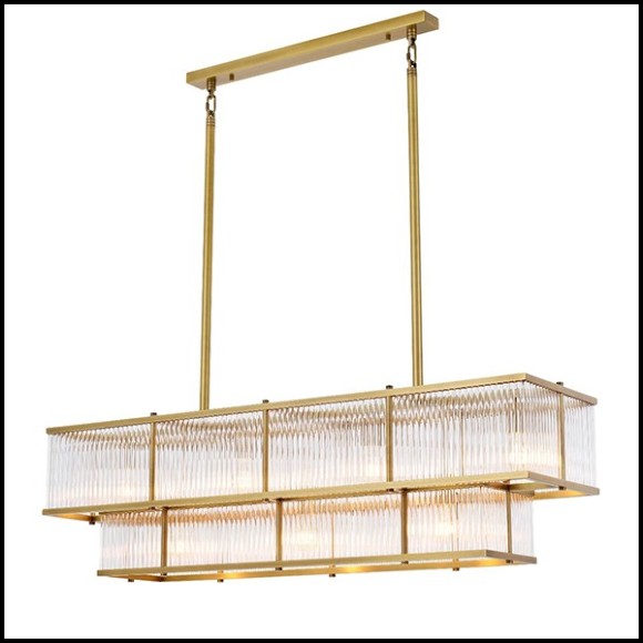 Chandelier en laiton finition antique et verre clair 24-Le Marais