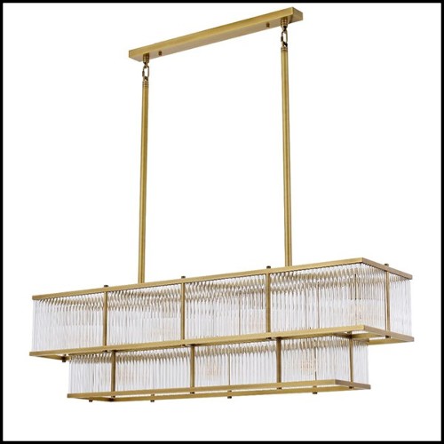 Chandelier en laiton finition antique et verre clair 24-Le Marais