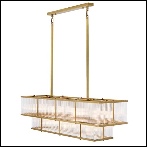 Chandelier in brass in antique finish and clear glass 24-Le Marais