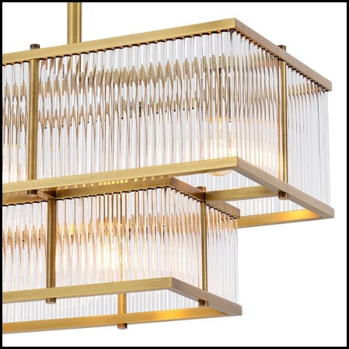 Chandelier en laiton finition antique et verre clair 24-Le Marais