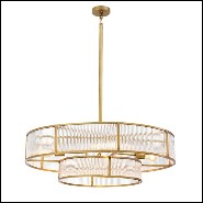Chandelier in brass in antique finish and clear glass 24-Montparnasse