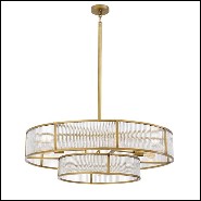Chandelier in brass in antique finish and clear glass 24-Montparnasse