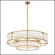 Chandelier in brass in antique finish and clear glass 24-Montparnasse