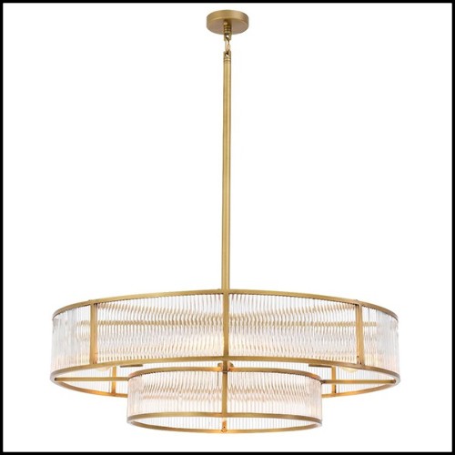 Chandelier en laiton finition antique et verre clair 24-Montparnasse