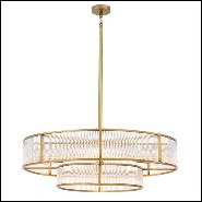 Chandelier in brass in antique finish and clear glass 24-Montparnasse