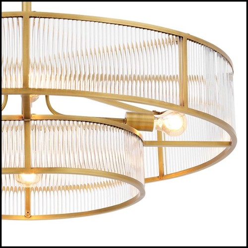 Chandelier en laiton finition antique et verre clair 24-Montparnasse