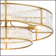 Chandelier in brass in antique finish and clear glass 24-Montparnasse