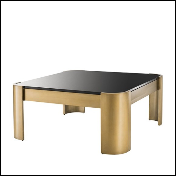 Coffee Table in stainless steel and top in smoked black glass 24-Courrier