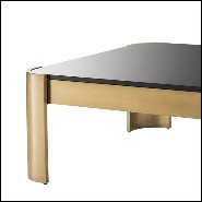 Table basse en acier inoxydable et plateau en verre fumé noir 24-Courrier