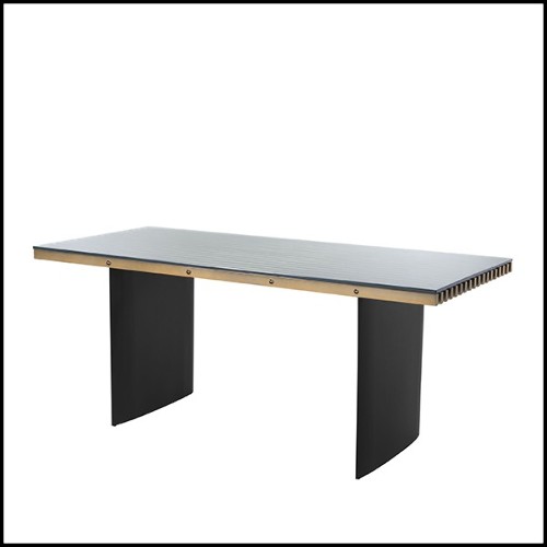 Desk with top in brass and base in iron in black finish 24-Vauclair