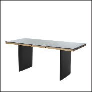 Desk with top in brass and base in iron in black finish 24-Vauclair