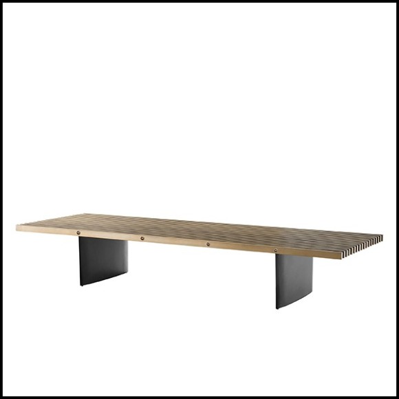 Table basse en acier inoxydable finition laiton brossé et base en fer 24-Vauclair
