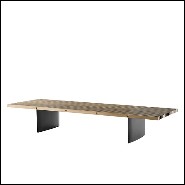 Table basse en acier inoxydable finition laiton brossé et base en fer 24-Vauclair