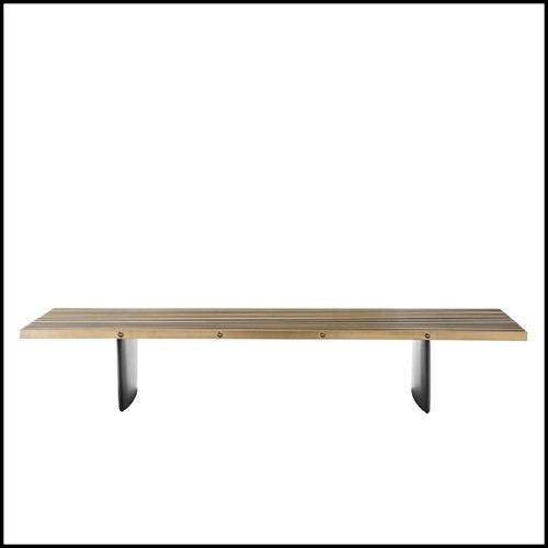 Table basse en acier inoxydable finition laiton brossé et base en fer 24-Vauclair