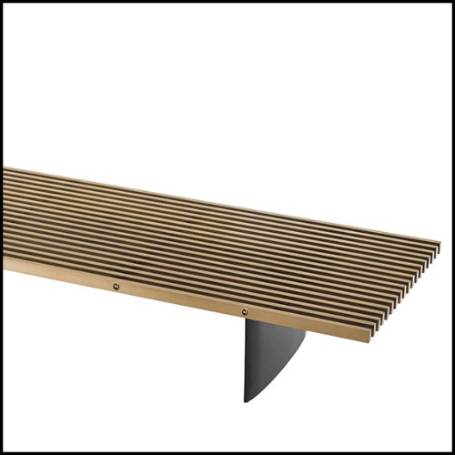 Coffe Table in stainless steel in brushed brass finish and base in iron 24-Vauclair