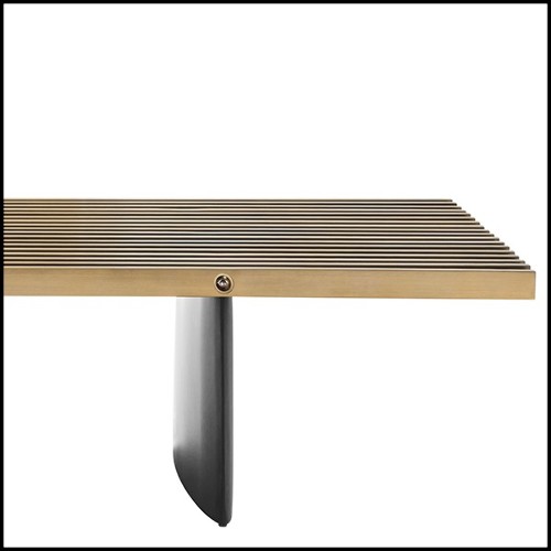 Coffe Table in stainless steel in brushed brass finish and base in iron 24-Vauclair