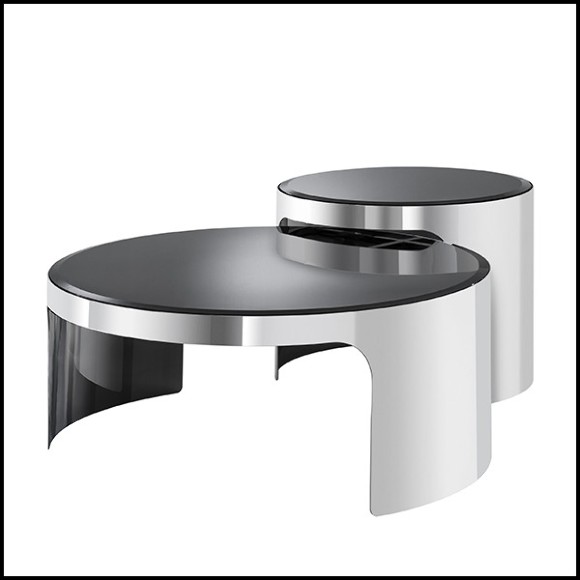 Coffee Tables with structure in stainless steel and top in bevelled glass 24-Piemonte Set of 2