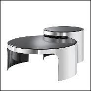 Coffee Tables with structure in stainless steel and top in bevelled glass 24-Piemonte Set of 2
