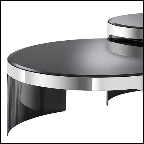 Coffee Tables with structure in stainless steel and top in bevelled glass 24-Piemonte Set of 2