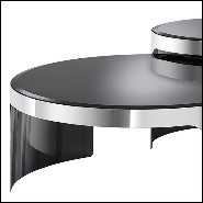 Coffee Tables with structure in stainless steel and top in bevelled glass 24-Piemonte Set of 2