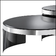 Tables basses avec structure en acier inoxydable et plateau en verre biseauté 24-Piemonte Set of 2