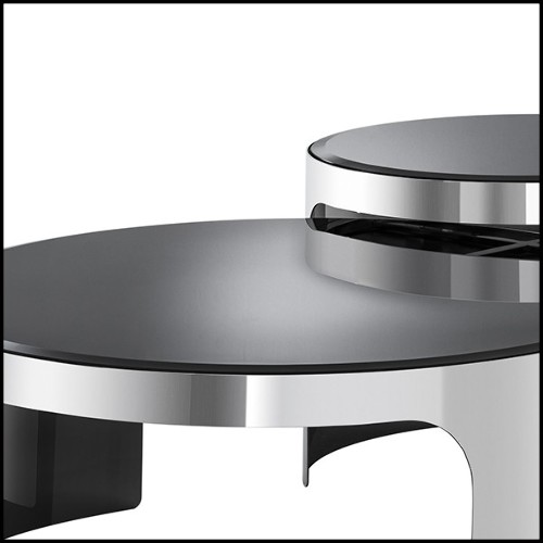 Coffee Tables with structure in stainless steel and top in bevelled glass 24-Piemonte Set of 2