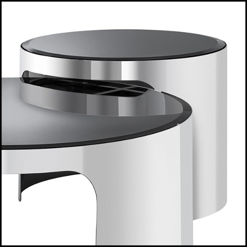 Tables basses avec structure en acier inoxydable et plateau en verre biseauté 24-Piemonte Set of 2
