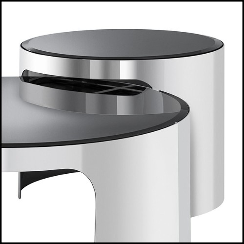 Coffee Tables with structure in stainless steel and top in bevelled glass 24-Piemonte Set of 2