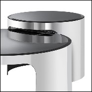Coffee Tables with structure in stainless steel and top in bevelled glass 24-Piemonte Set of 2