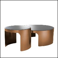 Tables basses avec structure en acier inoxydable finition copper et plateau en verre biseauté 24-Piemonte Copper Set of 2