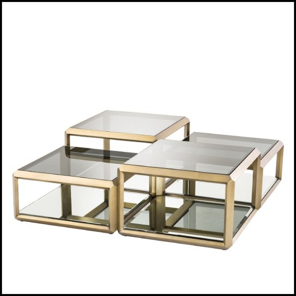 Coffee Tables with structure in stainless steel in brushed brass finish 24-Callum Set of 4