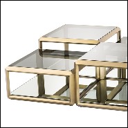 Tables basses avec structure en acier inoxydable finition laiton brossé 24-Callum Set of 4