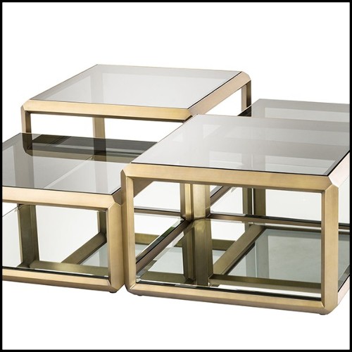 Coffee Tables with structure in stainless steel in brushed brass finish 24-Callum Set of 4