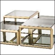 Tables basses avec structure en acier inoxydable finition laiton brossé 24-Callum Set of 4