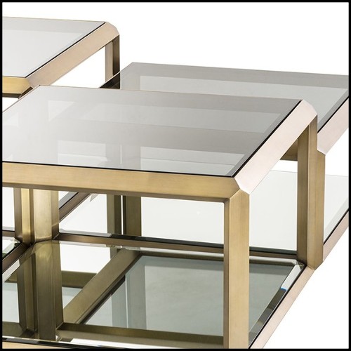Tables basses avec structure en acier inoxydable finition laiton brossé 24-Callum Set of 4