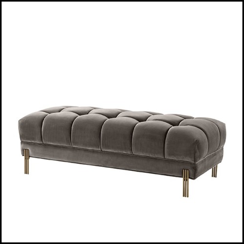 Banc avec structure en bois et assise en tissu velours 24-Sienna Grey