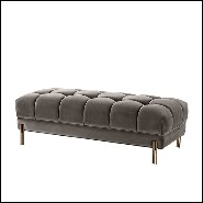 Banc avec structure en bois et assise en tissu velours 24-Sienna Grey