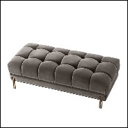 Banc avec structure en bois et assise en tissu velours 24-Sienna Grey