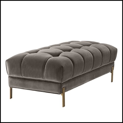 Banc avec structure en bois et assise en tissu velours 24-Sienna Grey