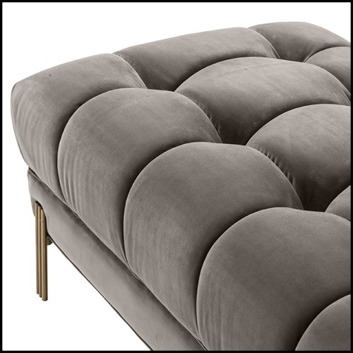 Banc avec structure en bois et assise en tissu velours 24-Sienna Grey