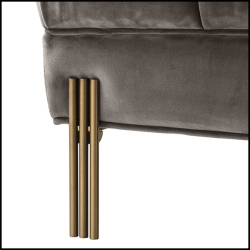 Bench with structure in wood and seat in velvet fabric 24-Sienna Grey