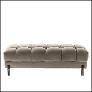 Banc avec structure en bois et assise en tissu velours 24-Sienna Greige