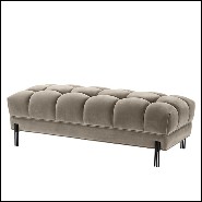 Banc avec structure en bois et assise en tissu velours 24-Sienna Greige