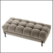 Banc avec structure en bois et assise en tissu velours 24-Sienna Greige