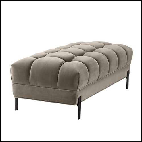 Bench with structure in wood and seat in velvet fabric 24-Sienna Greige