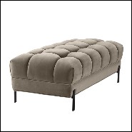 Banc avec structure en bois et assise en tissu velours 24-Sienna Greige